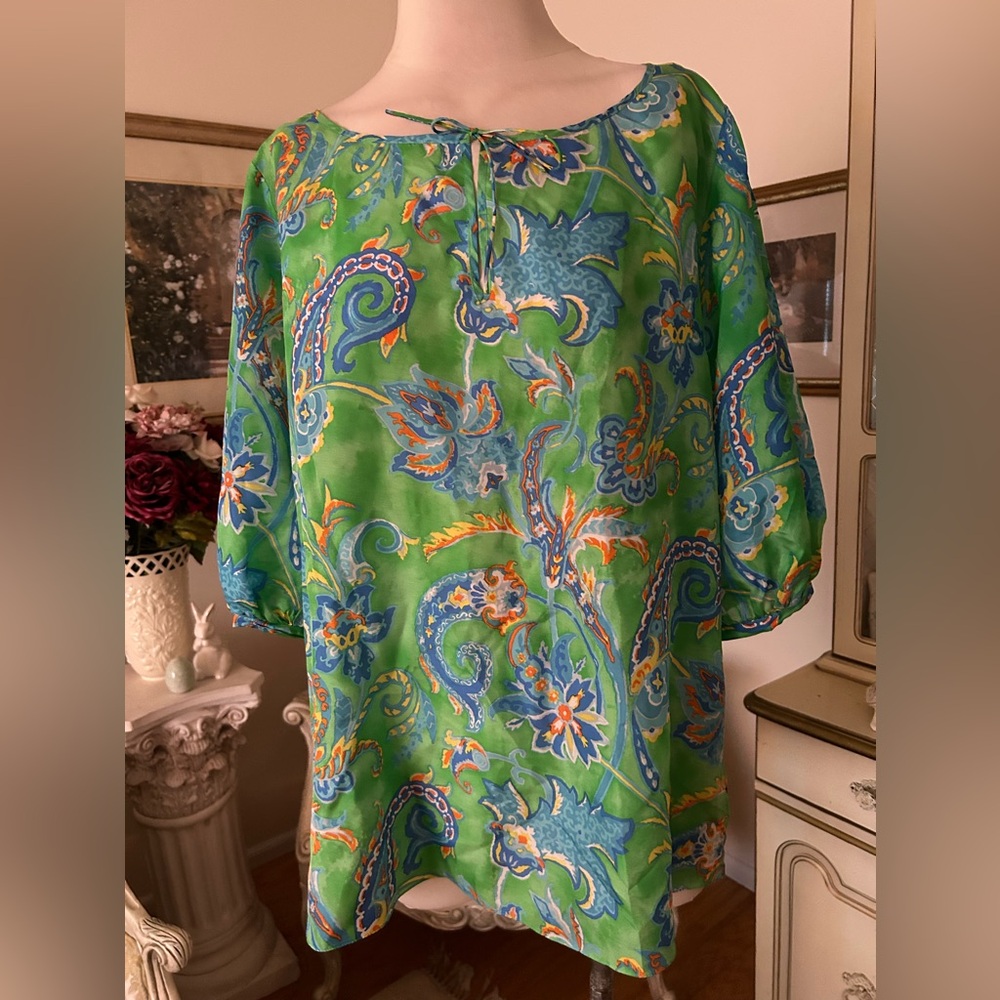 Ralph Lauren Vibrant Paisley Blouse SZ XL C:4145-7. 7/19/26